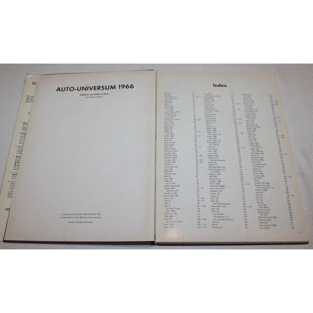 1966 Auto-Universum Vol. 9 International Automobile Parade HB w/ DJ West Germany